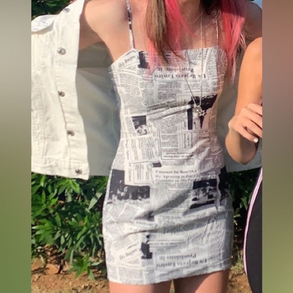 Superdown Letizia Printed Mini Dress in Black & White